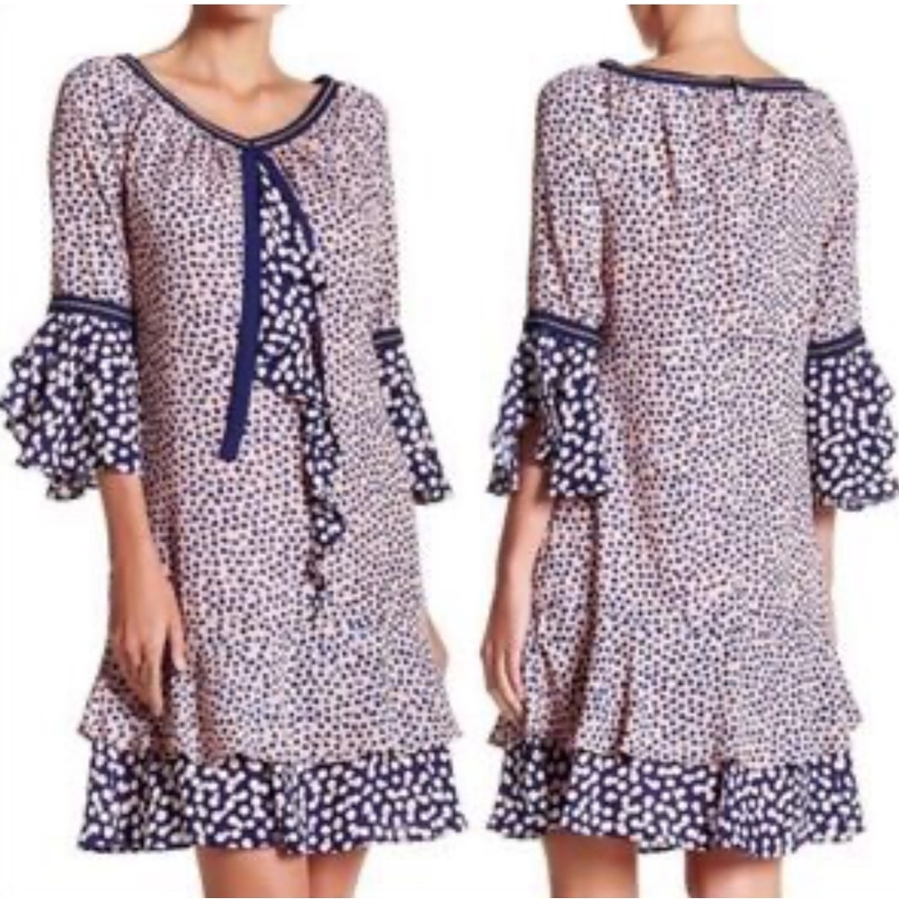 Nanette Lepore Spot Bell Sleeve Dress Size 12